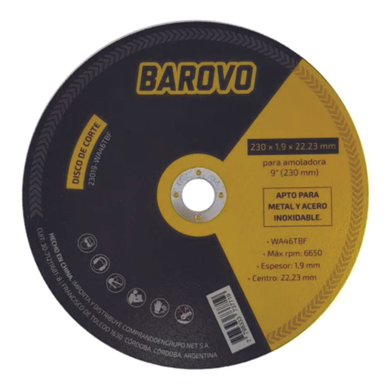 Disc.c/p.H°BAROVO 230×1.9
