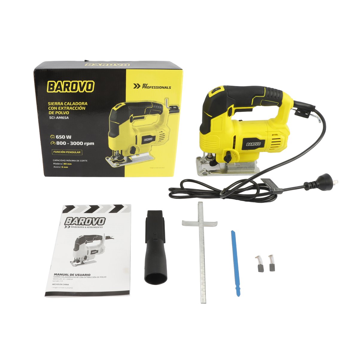 Sierra caladora BRAOVO 650W c/ luz LED y acople rápido SCI-AM65A