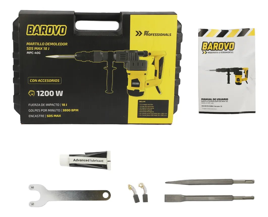 Martillo demoledor barovo SDS MAX 18 J c/mal y7 acc MPC-40G