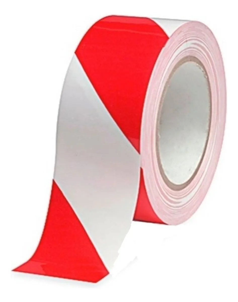 Cinta de demarcación adhesiva roja y blanca 48mmx30m BOROVO DCDI-43RB