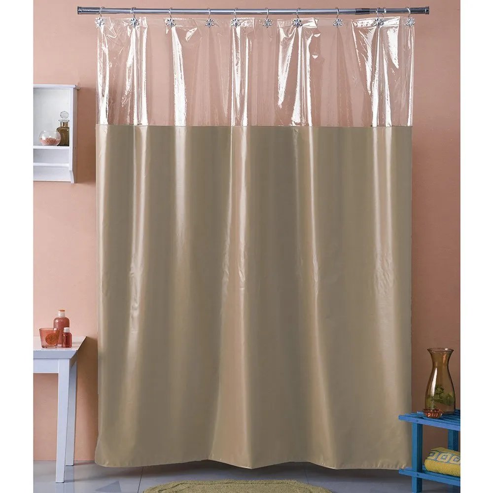 Cortina p/baño plastica AMALFI art 637 – ANOA c/visor BEIGE