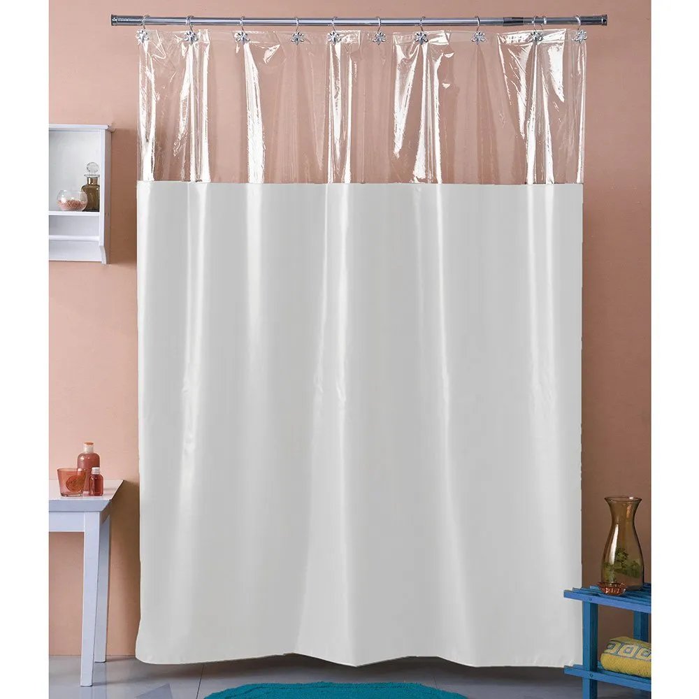 Cortina p/baño plastica AMALFI art 637 – ANOA c/visor BLANCO