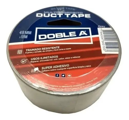 Cinta DUCT-TAPE 48mm x 9mt. DOBLE A GRIS