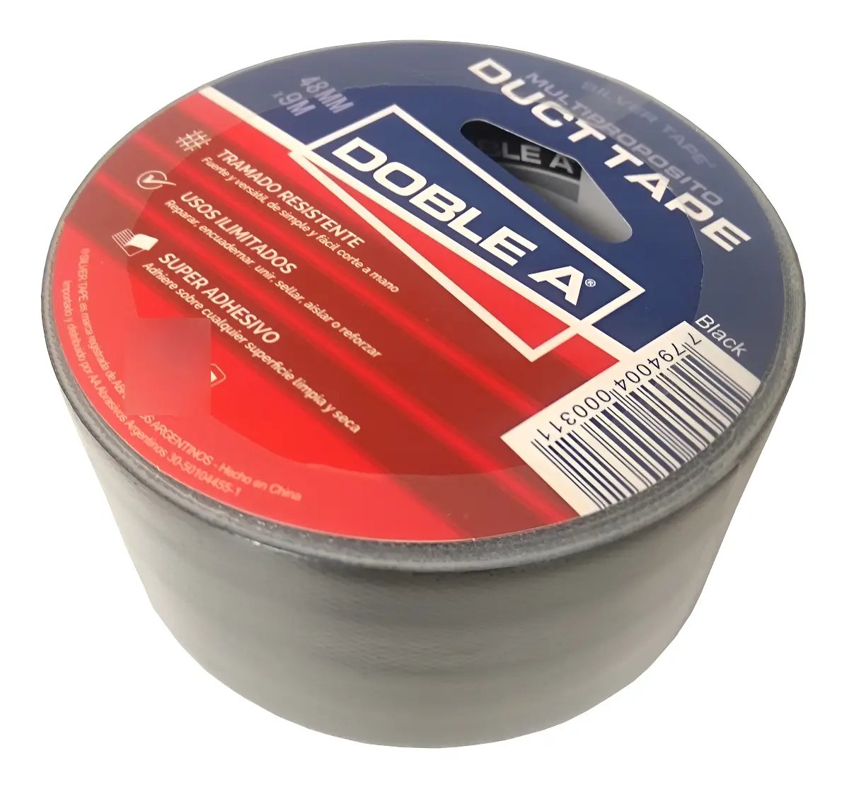 Cinta DUCT-TAPE 48mm x 9mt. DOBLE A Negra