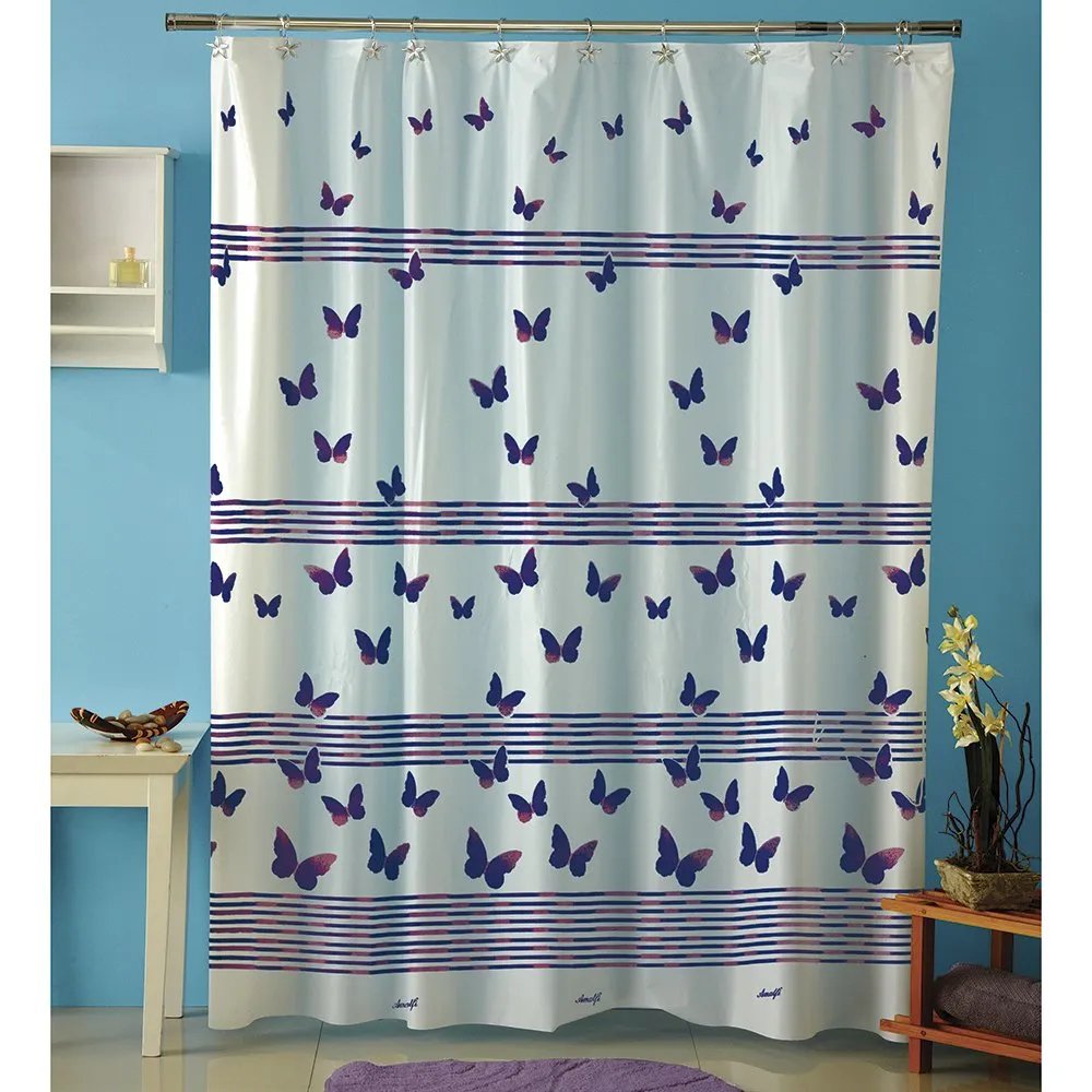 Cortina p/baño plastica AMALFI art 1068 – MARIPOSA Multic