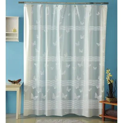 Cortina p/baño plastica AMALFI art 1068 – MARIPOSA Blanco