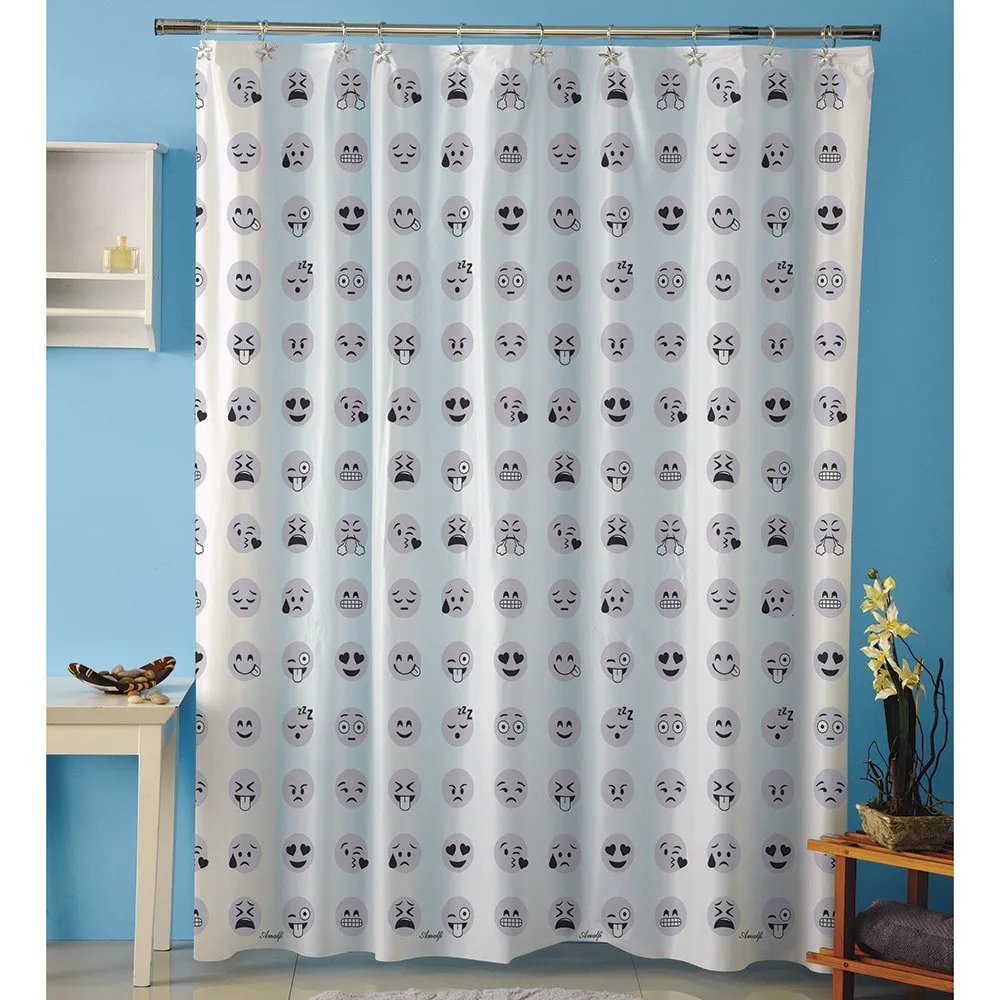 Cortina p/baño plastica c/protec AMALFI art 1068 – EMOJI GRIS
