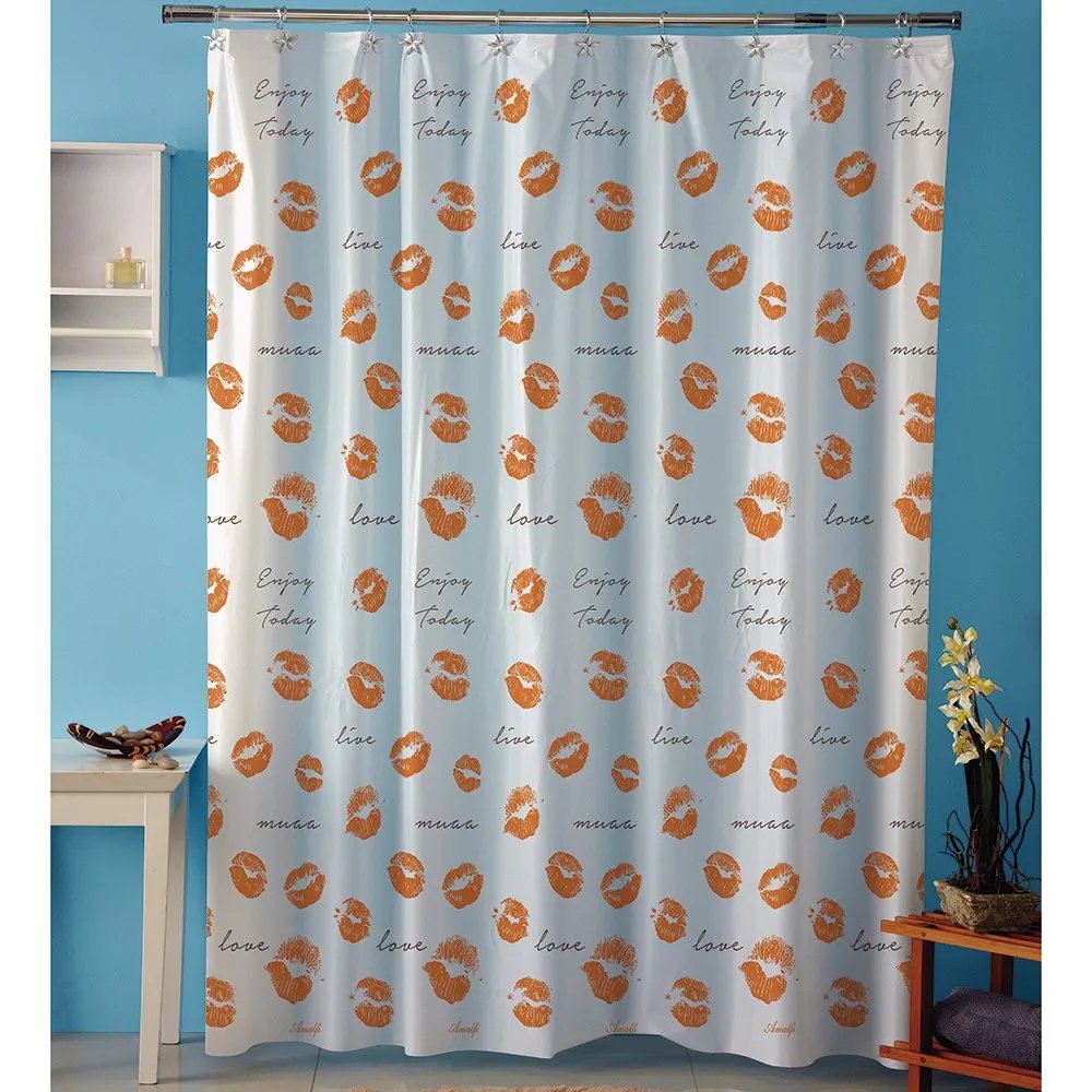Cortina p/baño plastica c/protec AMALFI art 1068 – MUAA naranja