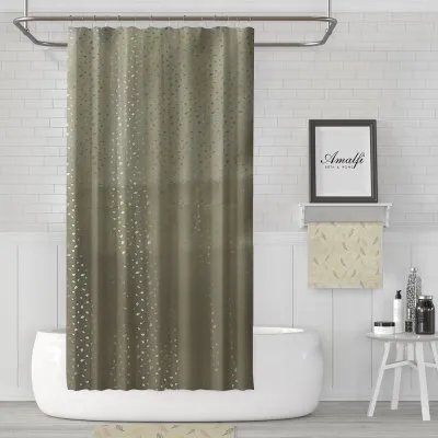 Cortina p/baño poliester Jacquar AMALFI – Hojitas Natural Art 300