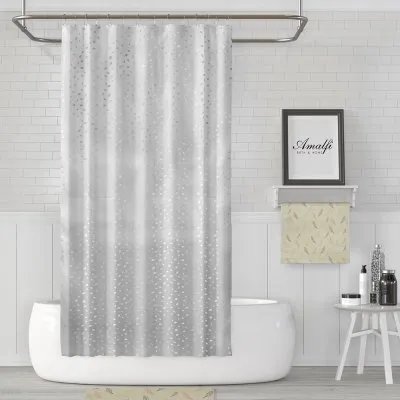 Cortina p/baño poliester Jacquar AMALFI – Hojitas Blanca Art 300