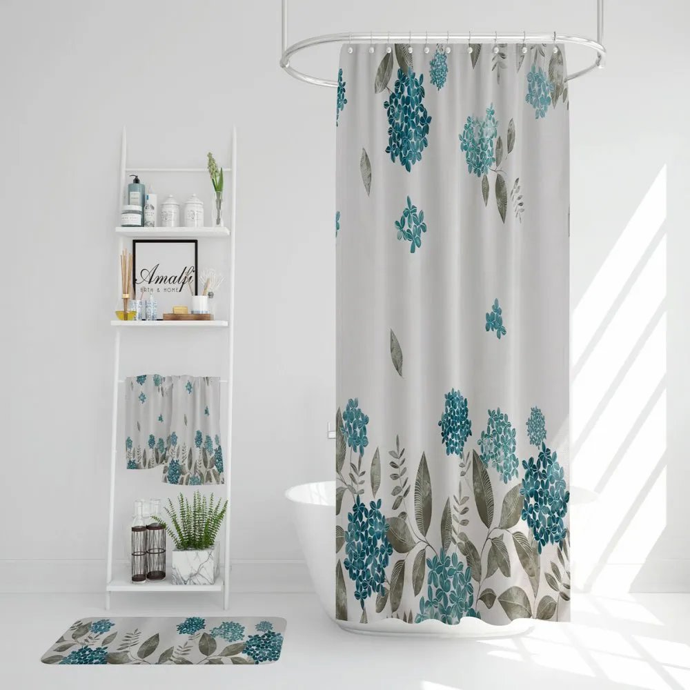 Cortina p/baño poliester AMALFI – 88 hortensia Art 301