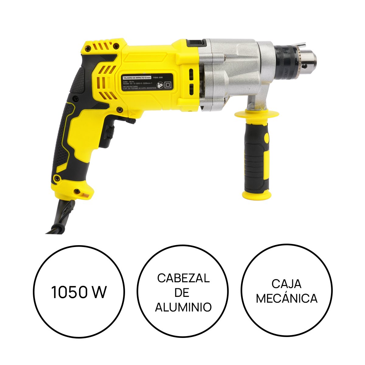 Taladro de impacto 13mm 1050w cabezal de alum. T1050-2EIB